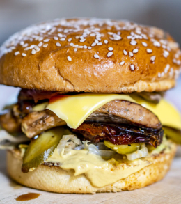 Eggplant Veggie and Cheese Burger