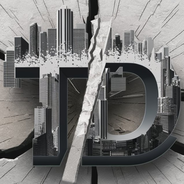 t ve d harflerinden oluşan deprem temalı bir logo